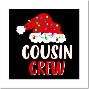 Cousin Crew Santa Hat Lights Family Matching Christmas Pajama Posters and Art